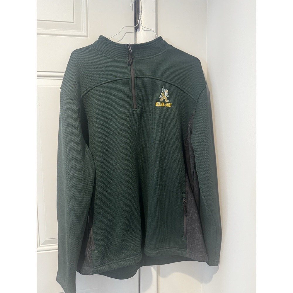 Vtg Colosseum William & Mary Tribe Green Black Quarter Zip Pullover Adult Xxl